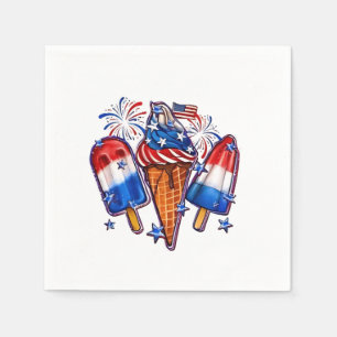 Patriotic Popsicles Ice Cream 4th of July Napkins