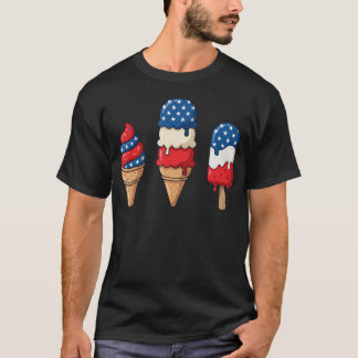 Patriotic Popsicles Ice Cream Usa Flag 4Th Of T-Shirt