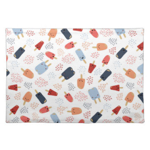 Patriotic Popsicles in Red, White and Blue Apron K Cloth Placemat