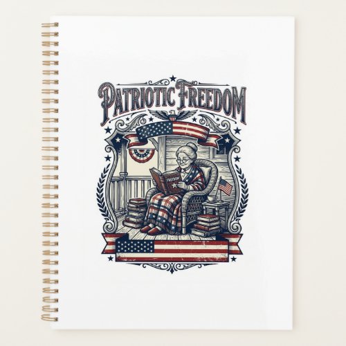 Patriotic Porch Bookworm Vector Graphic Tee Planner