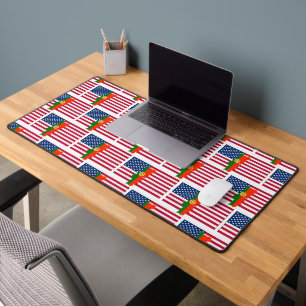 Patriotic PORTUGUESE AMERICAN Flag Map Desk Mat