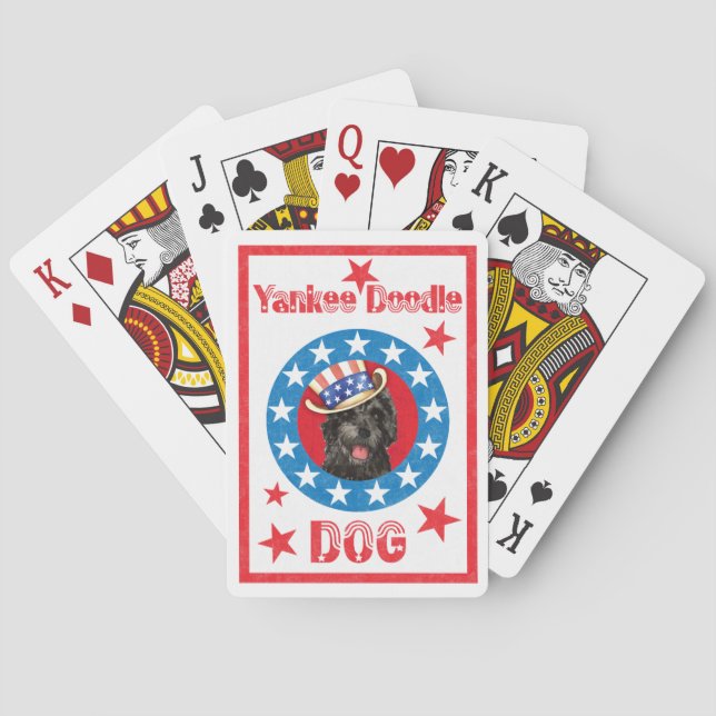 Patriotic Portuguese Water Dog Poker Cards (Back)