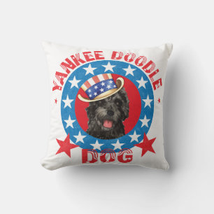 Patriotic Portuguese Water Dog Throw Pillow