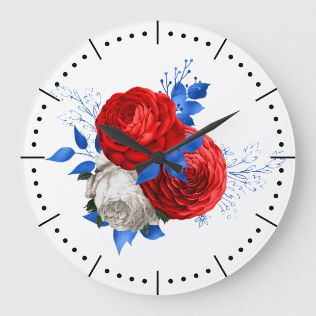 Patriotic Posey 1 Acrylic Wall Clock (Front)