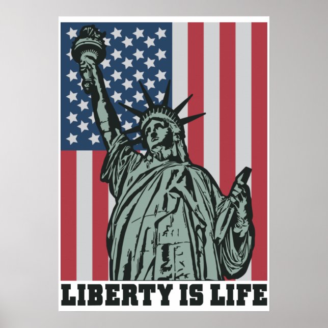 Patriotic Poster - Statue of Liberty - US Flag (Front)