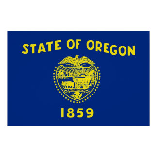 Patriotic poster with Flag of Oregon