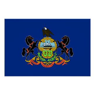 Patriotic poster with Flag of Pennsylvania