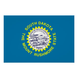 Patriotic poster with Flag of South Dakota