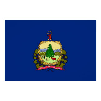 Patriotic poster with Flag of Vermont