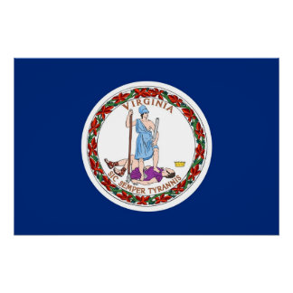 Patriotic poster with Flag of Virginia