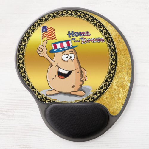 Patriotic potato with American hat and a USA flag Gel Mouse Pad