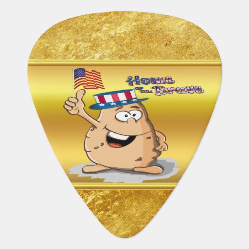 Patriotic potato with American hat and a USA flag Guitar Pick