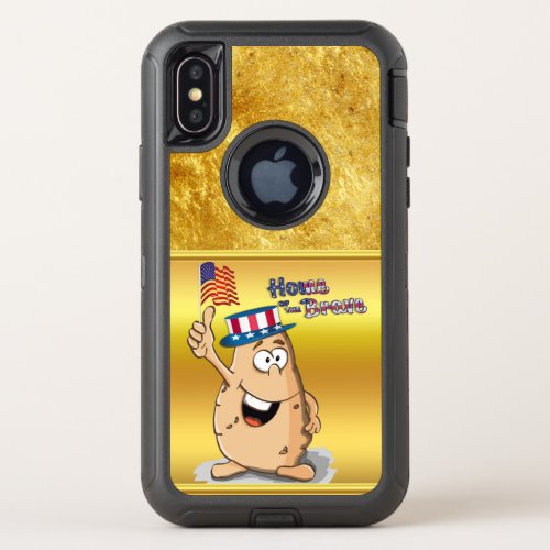 Patriotic potato with American hat and a USA flag OtterBox Defender iPhone X Case