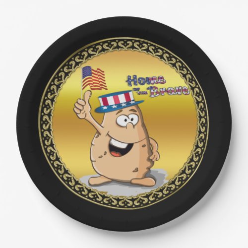 Patriotic potato with American hat and a USA flag Paper Plates