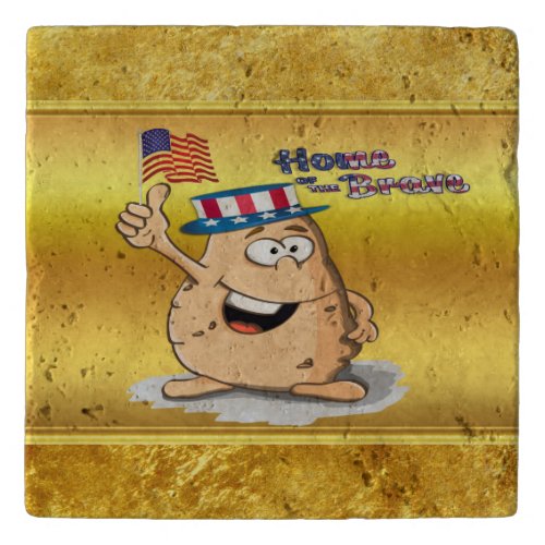 Patriotic potato with American hat and a USA flag Trivet