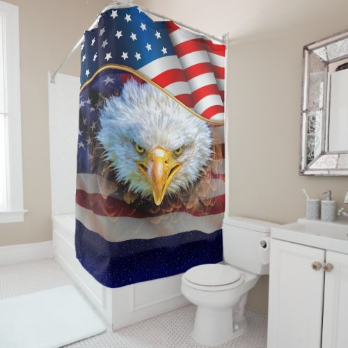 Patriotic Powerful Eagle Shower Curtain