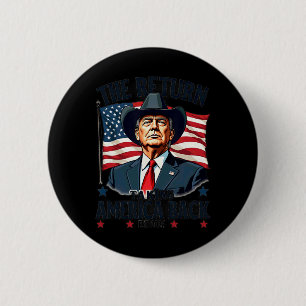 Patriotic President Donald Trump Cowboy Taking Ame Button