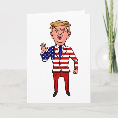 Patriotic President Donald Trump Funny Cartoon USA Card