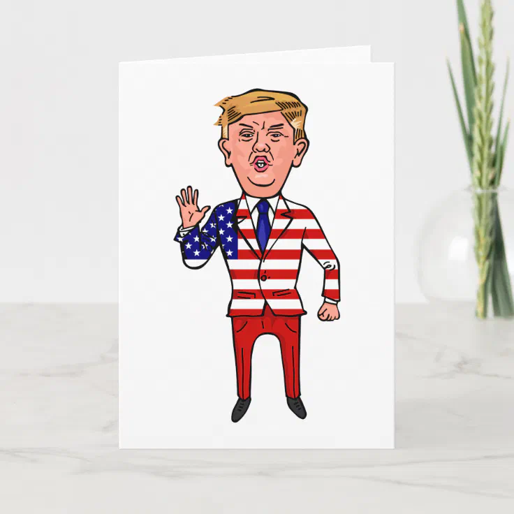 Patriotic President Donald Trump Funny Cartoon USA Card | Zazzle