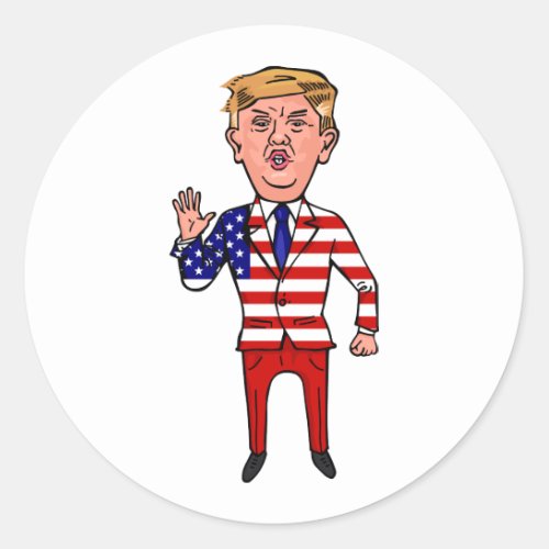 Patriotic President Donald Trump Funny Cartoon USA Classic Round Sticker
