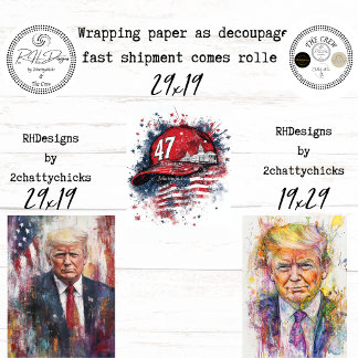 Patriotic Presidential Portrait Abstract Decoupage Wrapping Paper Sheets