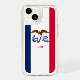 Patriotic Presidio iPhone 14, flag of Iowa Speck iPhone 14 Case