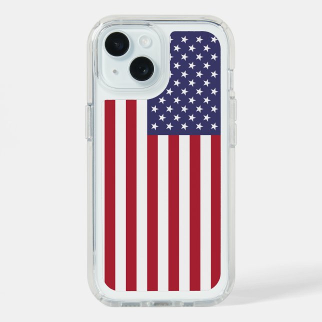 Patriotic Presidio iPhone 15 with flag of USA Speck iPhone Case (Front (Blue))