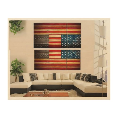 Patriotic Pride American Flag Wood Box Wall Deco Wood Wall Art