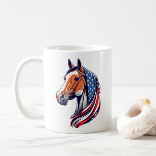 Patriotic Pride : Quarter Horse with American Flag Coffee Mug