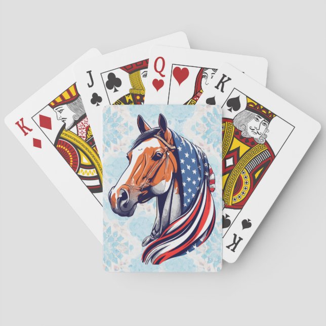 Patriotic Pride : Quarter Horse with American Flag Poker Cards (Back)