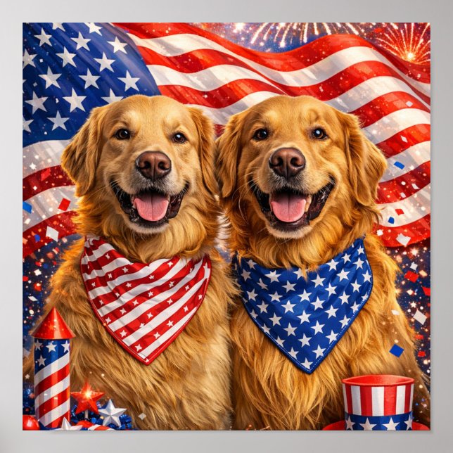 Patriotic Print, Value Poster Paper (Semi-Gloss) (“Two retrievers, one big celebration.”)