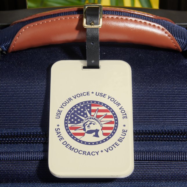 Patriotic Pro Democracy Luggage Tag (Front Insitu 2)