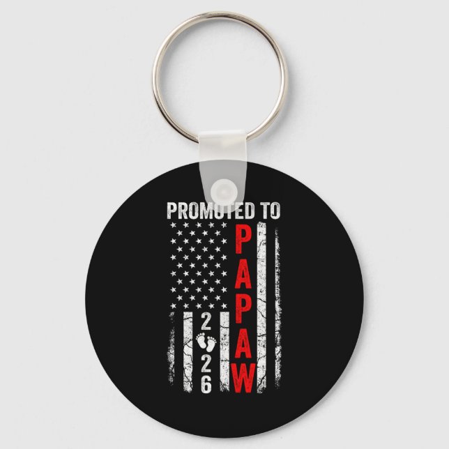 Patriotic Promoted To Papaw 2026 First Time New Pa Keychain (Front)