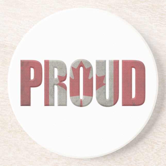 Patriotic Proud Canadian Sandstone Coaster (Front)