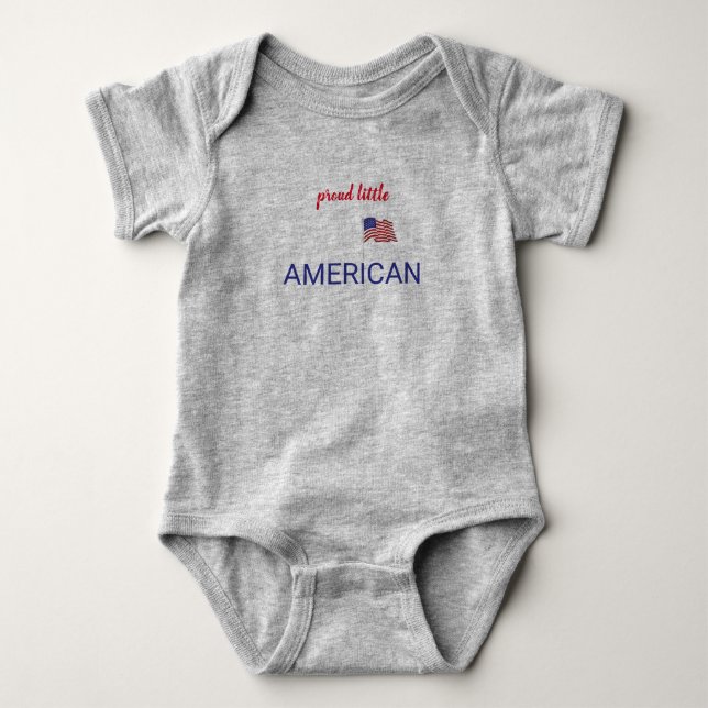 Patriotic Proud Little American Baby Bodysuit (Front)