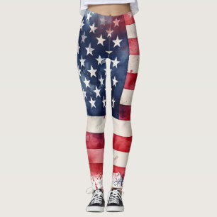 Patriotic Proud to be American Flag 4th of July Leggings