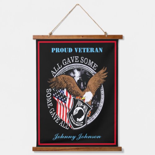 Patriotic Proud Veteran With Name Military Tribute Hanging Tapestry