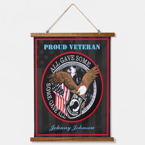 Patriotic Proud Veteran With Name Military Tribute Hanging Tapestry