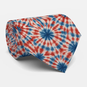 Patriotic Psychedelic Tie-Dye Pattern Neck Tie