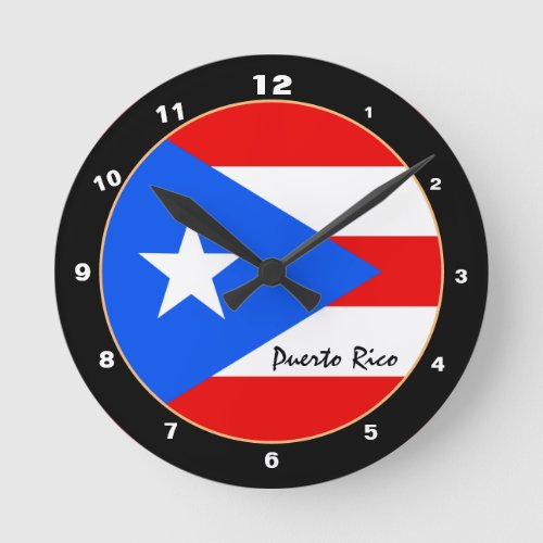 Patriotic Puerto Rican Flag Puerto Rico  design Round Clock