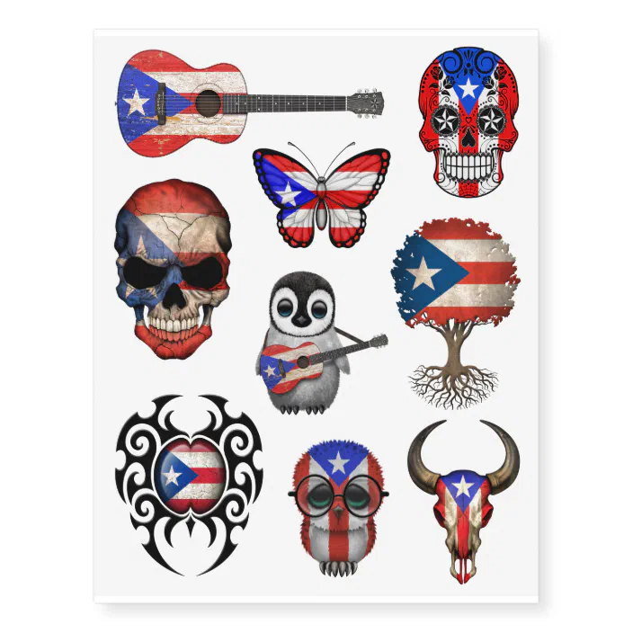 Patriotic Puerto Rican Flags Collection Temporary Tattoos Zazzle Com