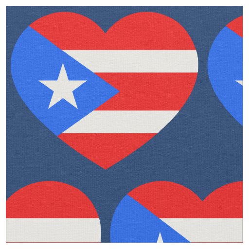 Patriotic Puerto Rico Flag Love Heart Pattern Fabric Zazzle Com