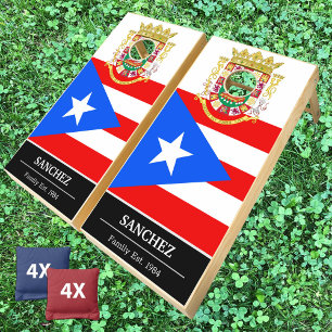Patriotic Puerto Rico & Puerto Rican Flag / Family Cornhole Set