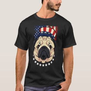 Patriotic Pug 4th Of July Cute Dog American Flag H T-Shirt