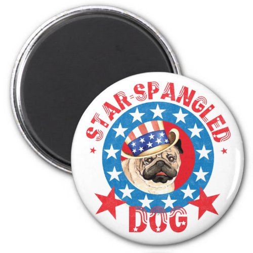 Patriotic Pug Magnet