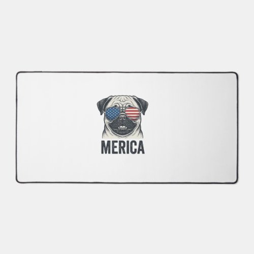 Patriotic Pug Merica Vintage Engraving Shirt Desig Desk Mat