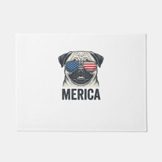 Patriotic Pug Merica Vintage Engraving Shirt Desig Doormat