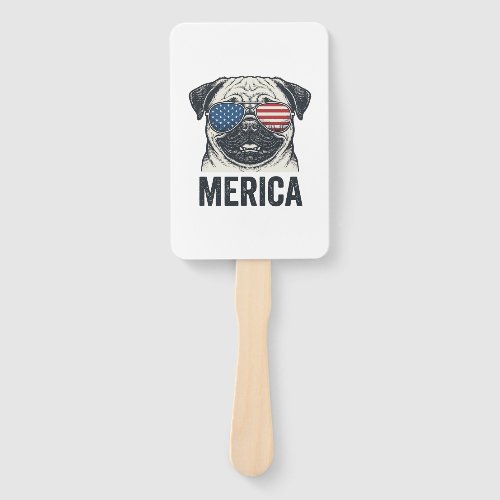 Patriotic Pug Merica Vintage Engraving Shirt Desig Hand Fan