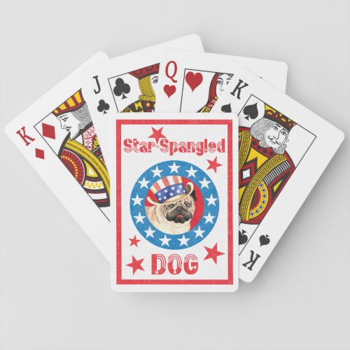 Patriotic Pug Poker Cards