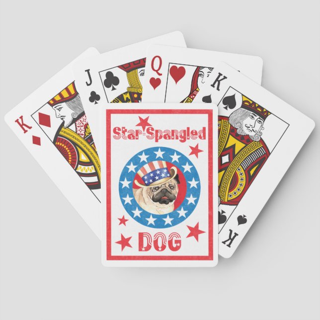 Patriotic Pug Poker Cards (Back)